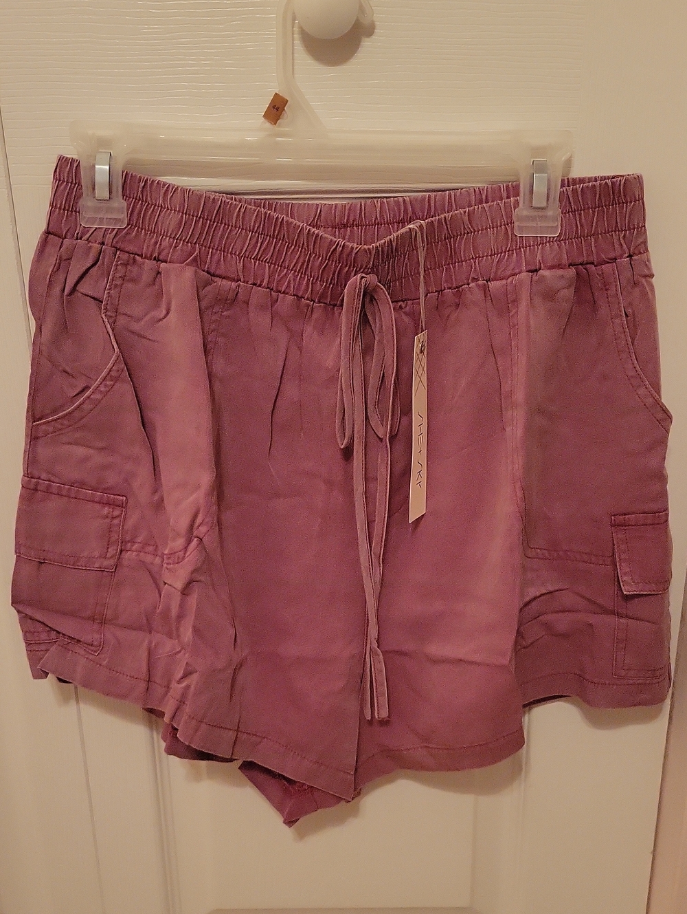 She + Sky Casual Drawstring Cargo Shorts - Mauve Pink - Picture 1 of 4